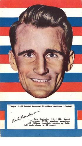 1953 Argus Football Portraits #66 Herb Henderson Front